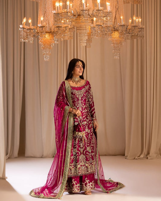 Tabya TABEER Luxury Wedding Formal Hand Embellished Raw Silk 3 Piece Dress