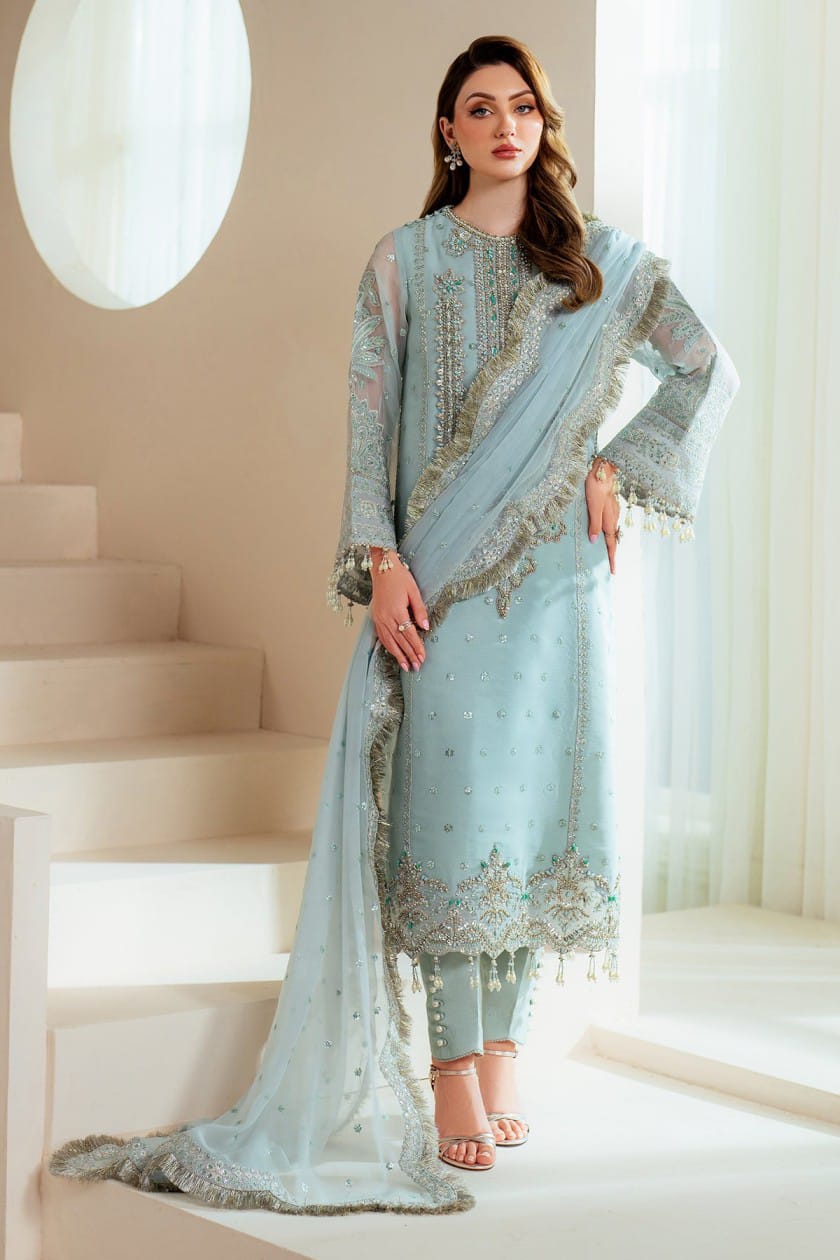 Alizeh Sky Blue Formal Collection Organza Replica unstitched