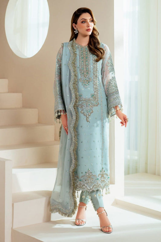 Alizeh Sky Blue Formal Collection Organza Replica unstitched