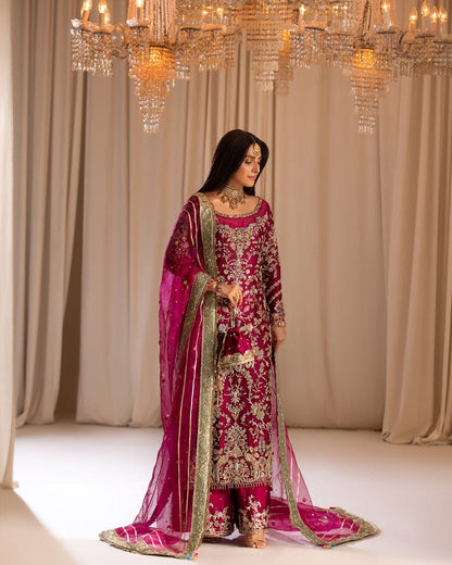 Tabya TABEER Luxury Wedding Formal Hand Embellished Raw Silk 3 Piece Dress