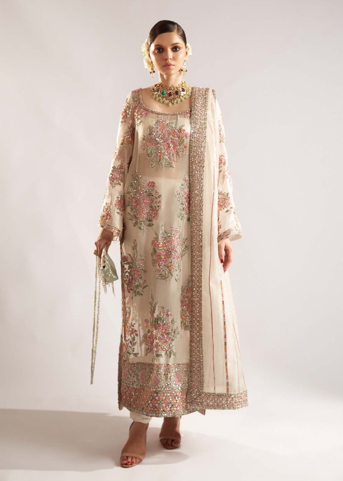 Hussain rehar unstich organza suit