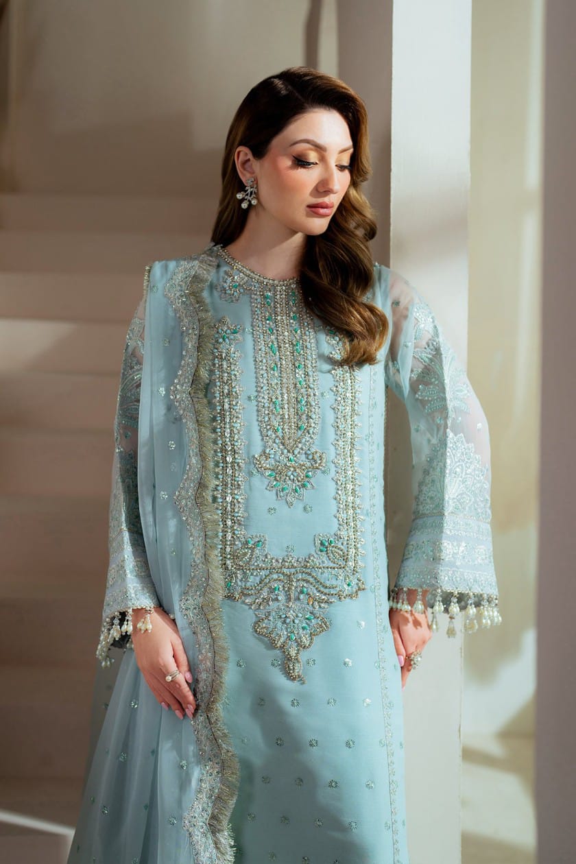 Alizeh Sky Blue Formal Collection Organza Replica unstitched