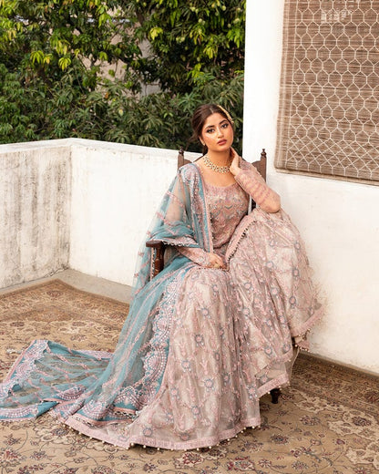 Faiza saqlain 3 piece unstiched embroidered net suit