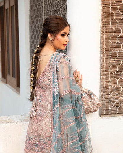 Faiza saqlain 3 piece unstiched embroidered net suit
